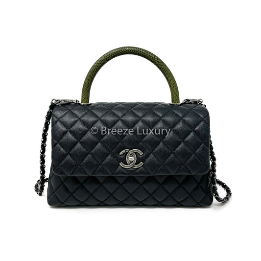 Chanel Caviar Lizard Quilted Medium Coco Handle