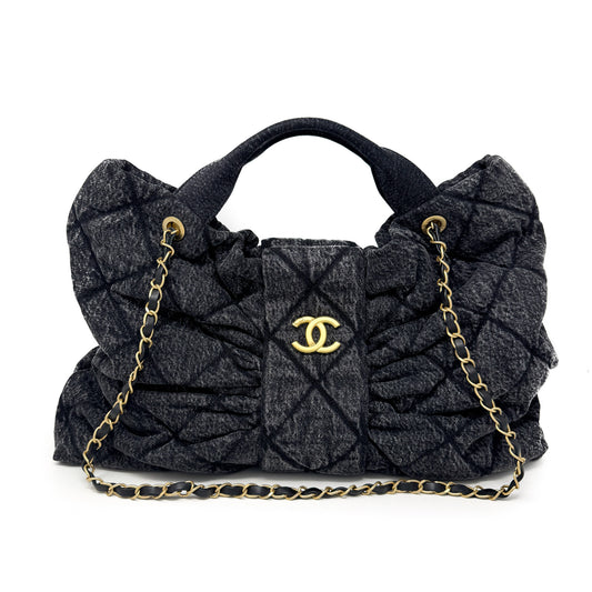 Chanel Maxi Bow Bag Black Washed Denim