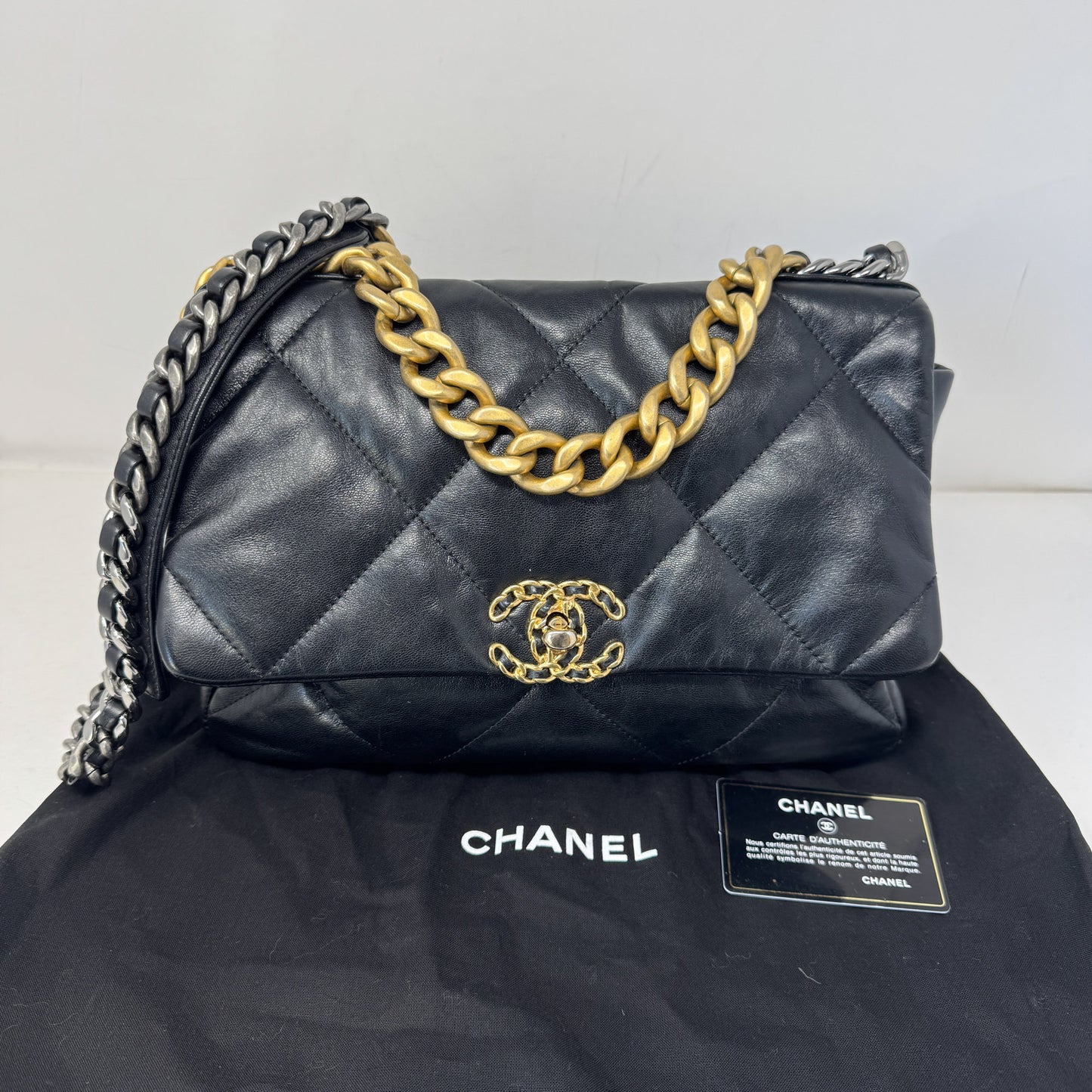 Chanel Lambskin Quilted Large Chanel 19 Flap