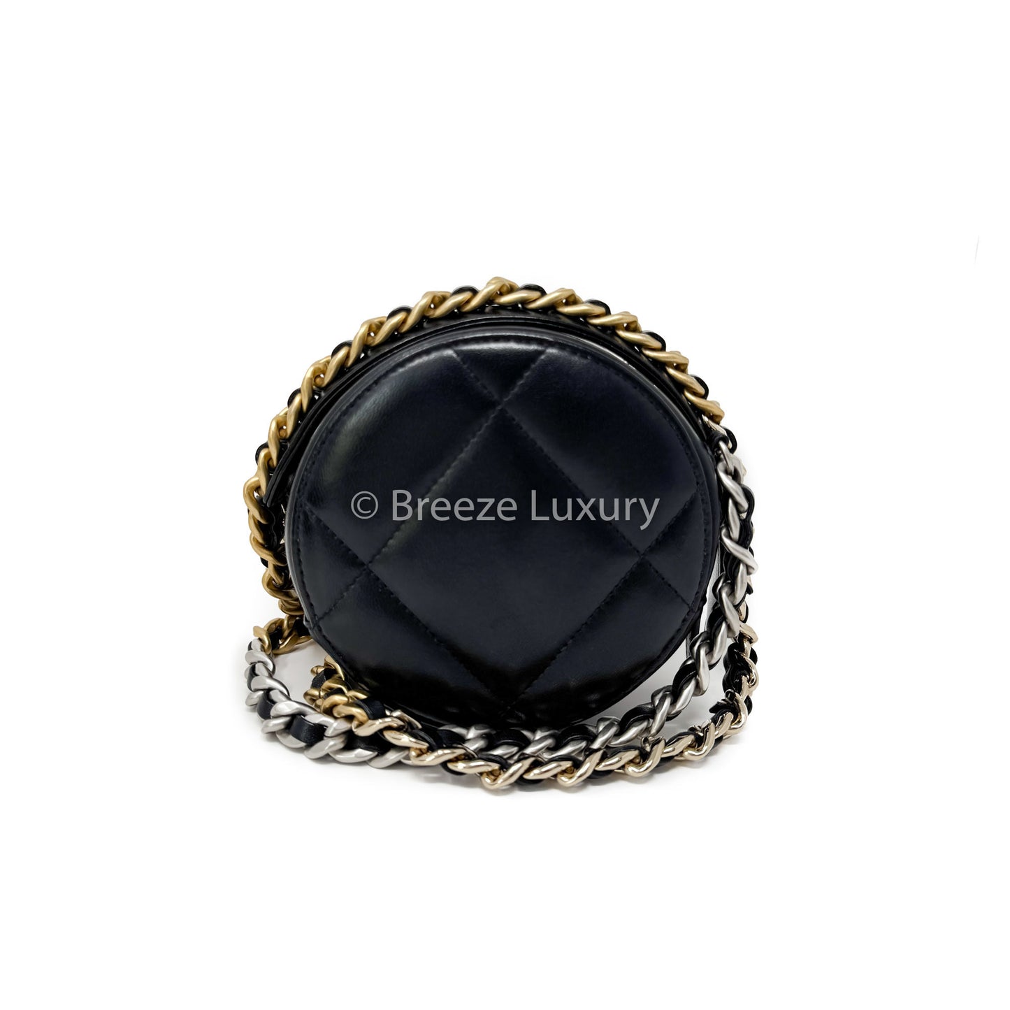 Chanel 19 Round Clutch With Chain Black