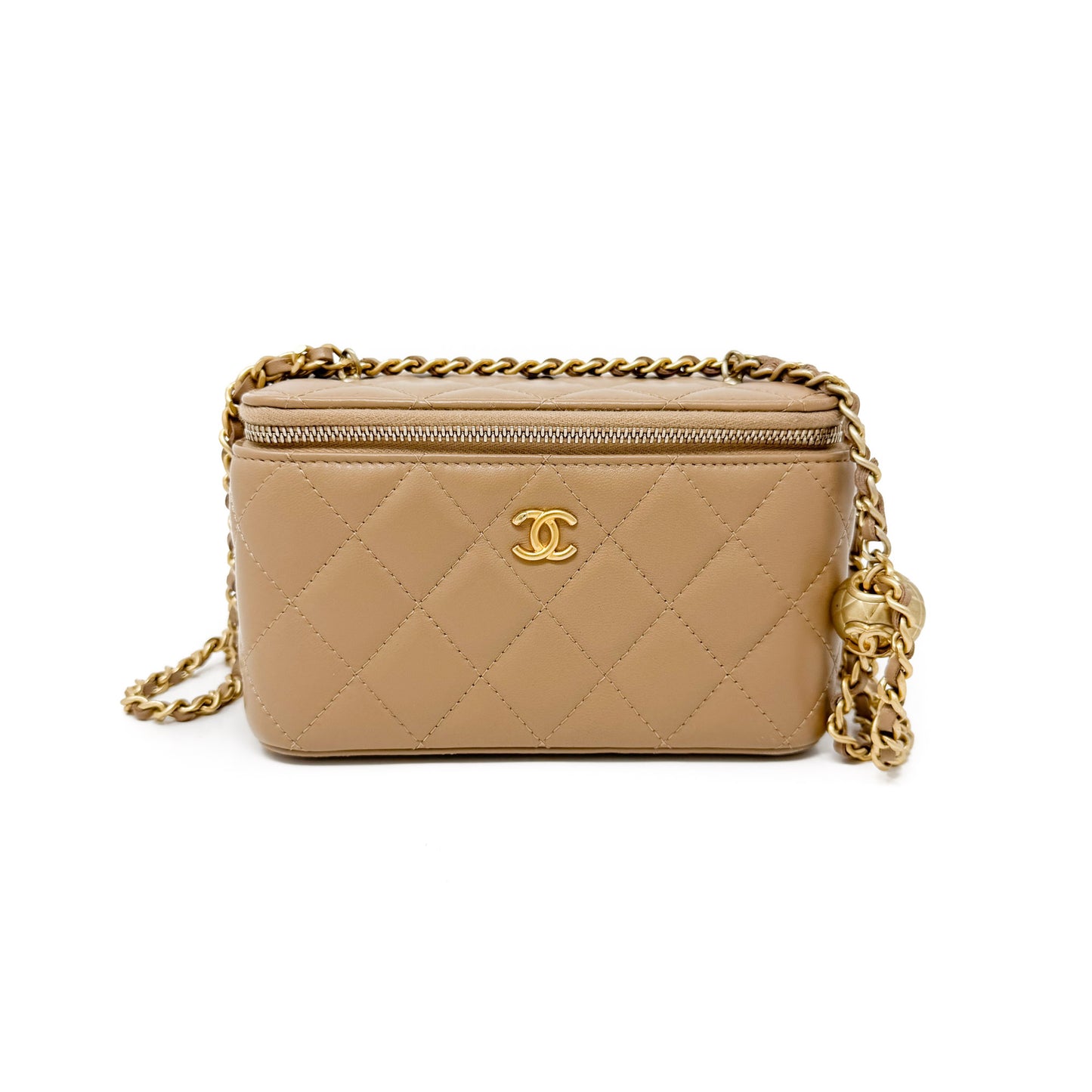 Chanel Beige Leather Coco Crush Vanity with Chain