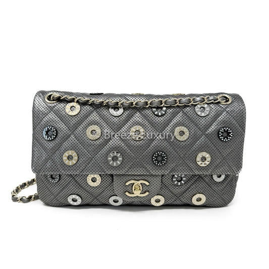 Chanel Perforated Embellished Paris-Dubai Medals Flap Bag