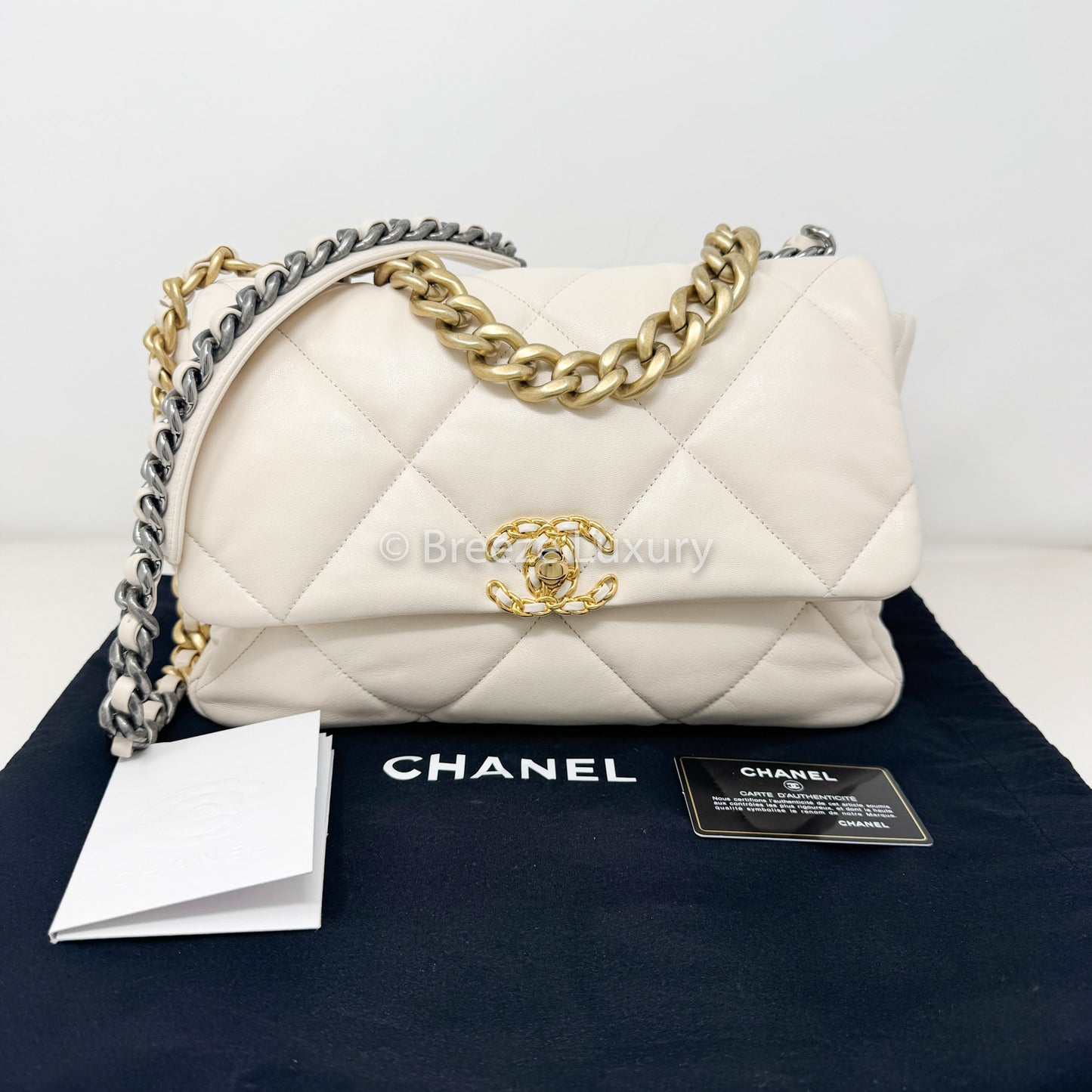 Chanel Large Chanel 19 Flap Beige