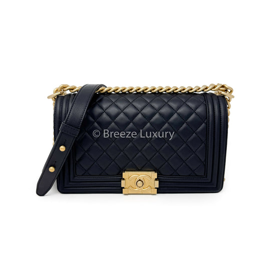 Chanel Lambskin Medium Boy Bag Black
