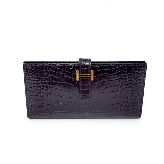 Hermes Croc Bearn Wallet