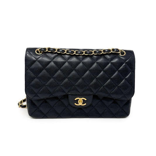 Chanel Quilted Double Flap Jumbo Caviar Bag