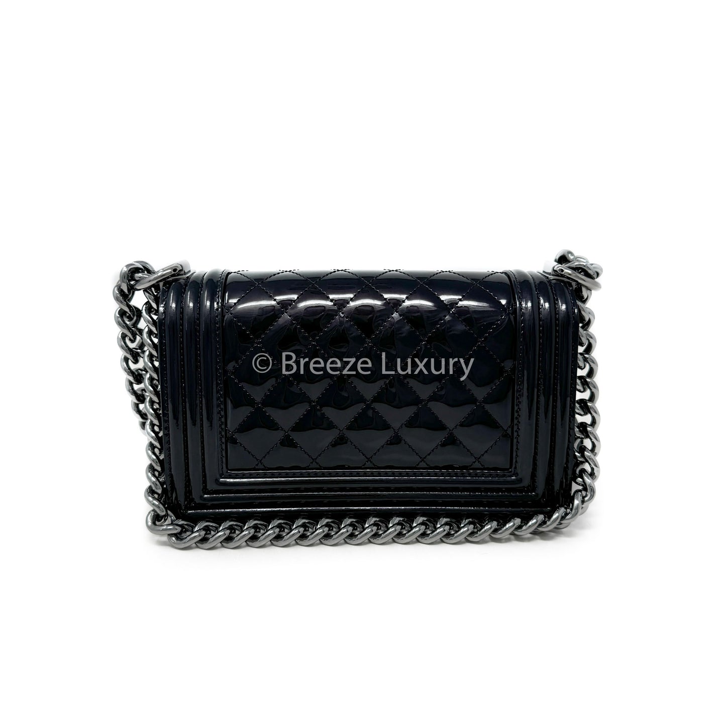 Chanel Small Black Patent Boy Bag