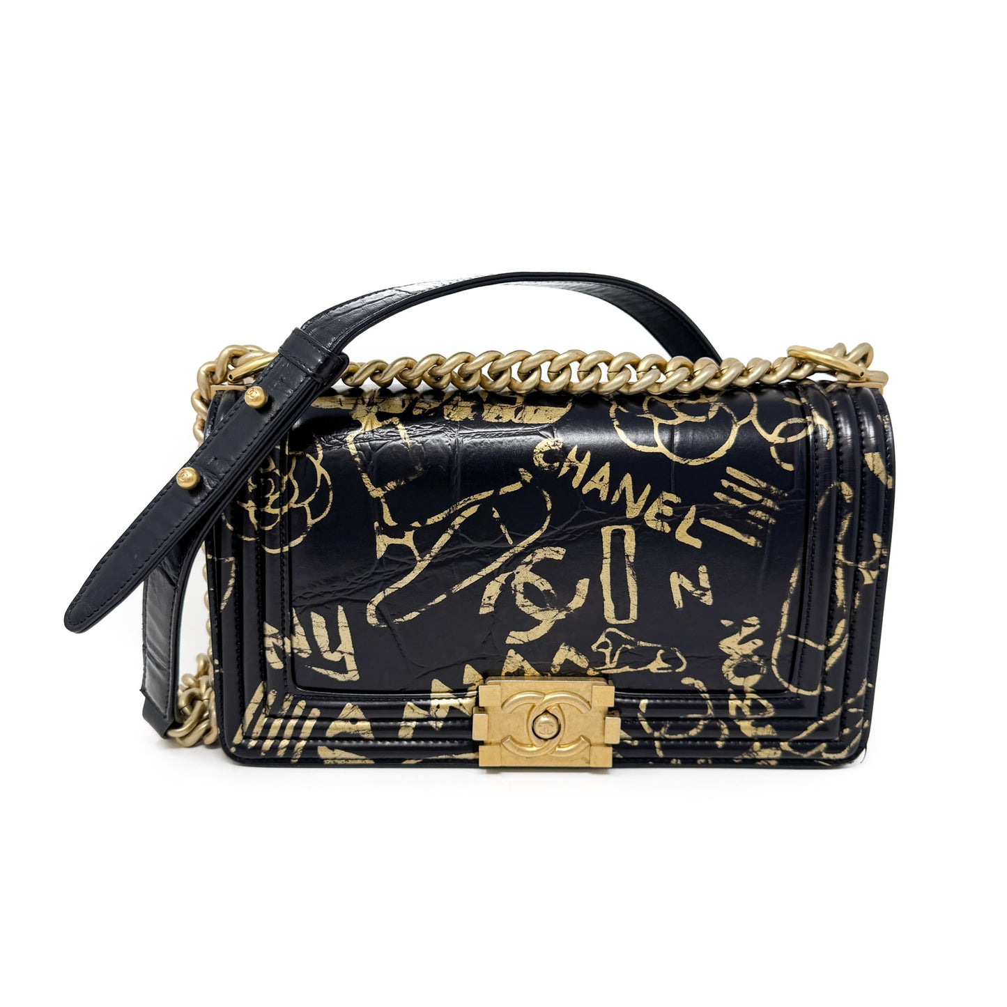 Chanel Embossed Graffiti Medium Boy Bag