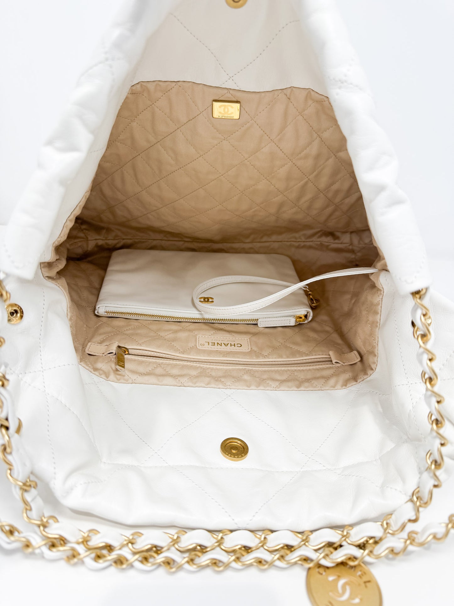 Chanel Calfskin Quilted Regular Chanel 22 White