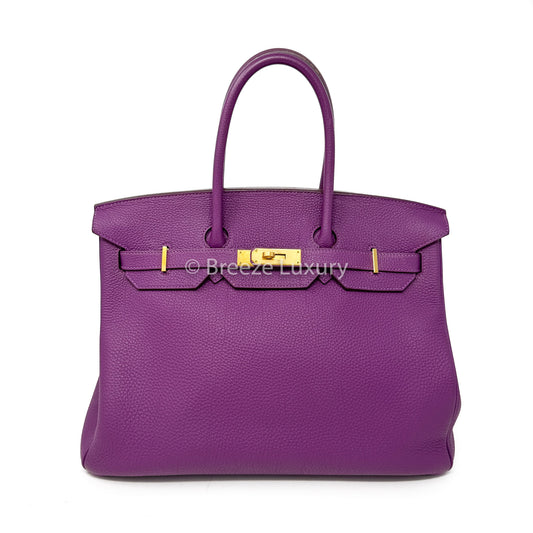 Hermes Purple Togo Leather Birkin 35 GHW