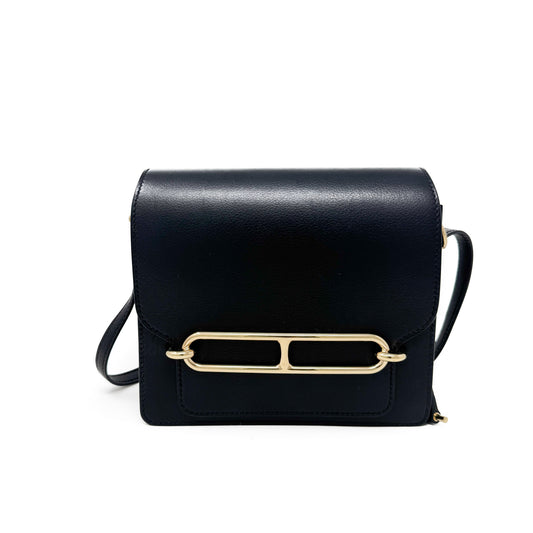 Hermes Black Mini Roulis 18 Shoulder Bag