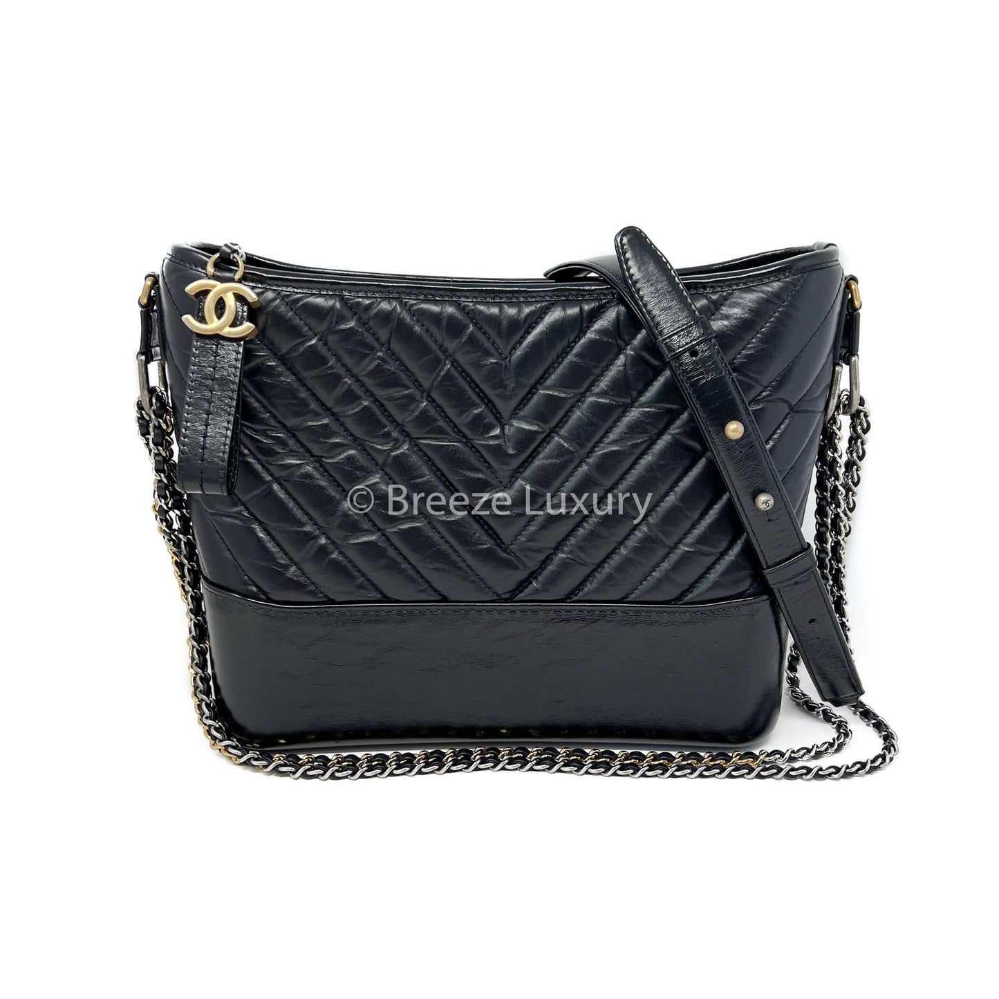 Chanel's Chevron Gabrielle Aged Calfskin Medium Hobo Bag