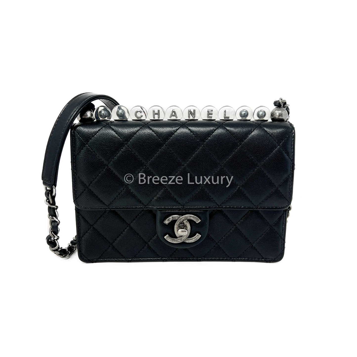 Chanel Goatskin Quilted Small Chic Pearls Flap Black