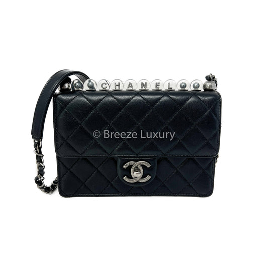 Chanel Goatskin Quilted Small Chic Pearls Flap Black