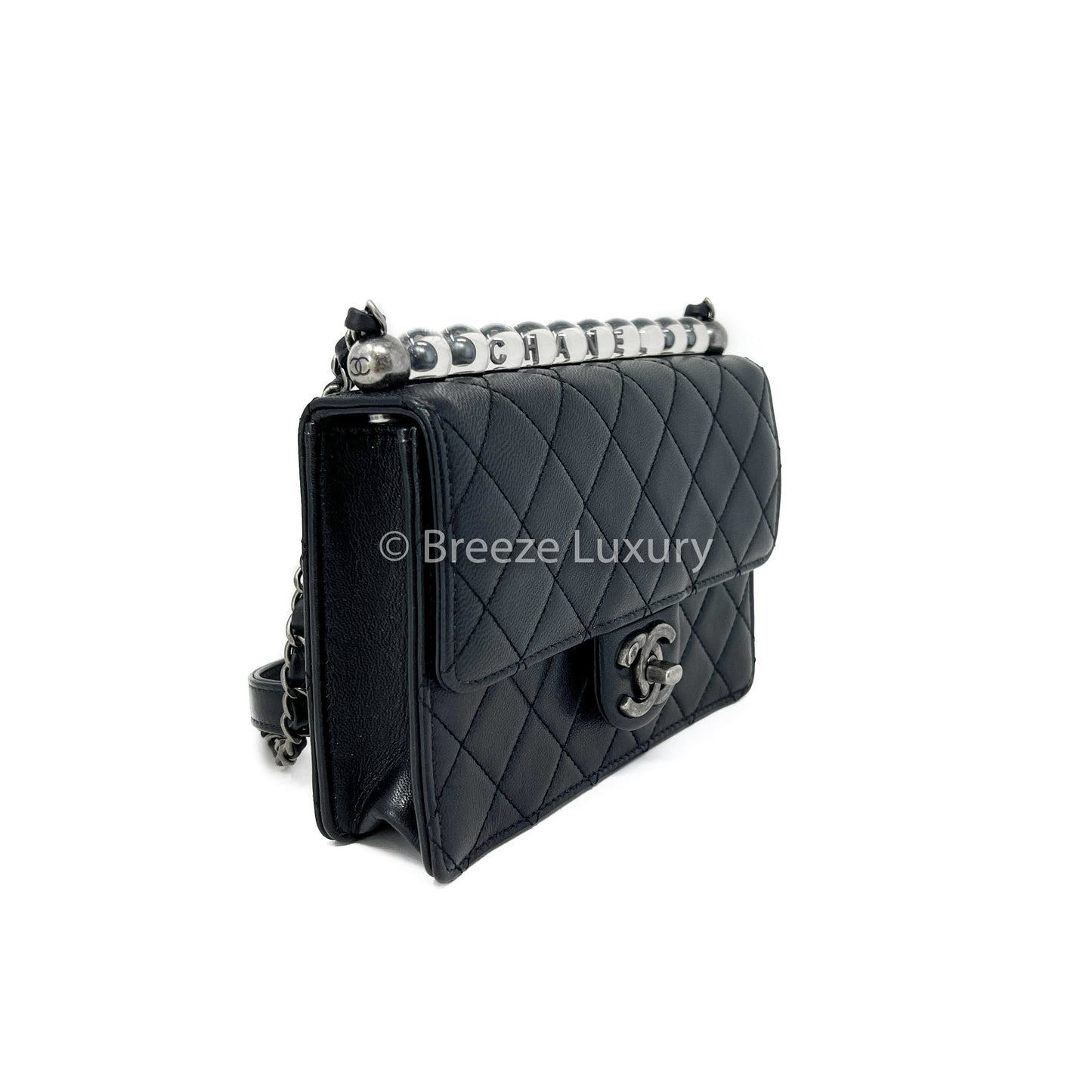 Chanel Goatskin Quilted Small Chic Pearls Flap Black