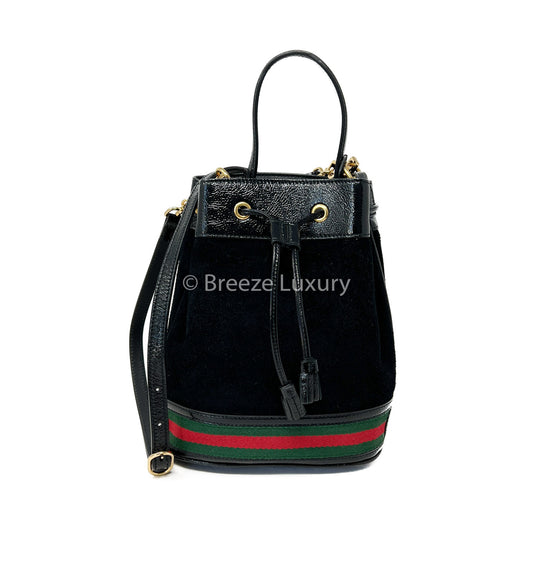 Gucci Ophidia Bucket Bag Small Black Suede
