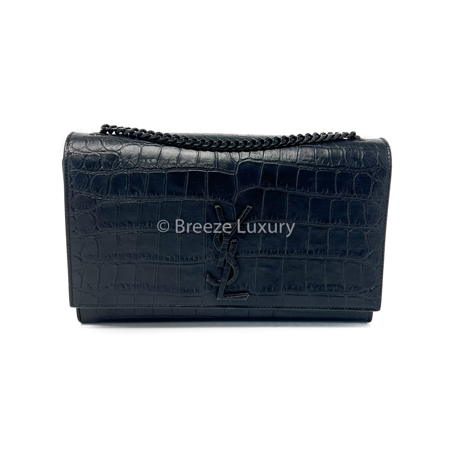 Saint Laurent Calfskin Crocodile Embossed Medium Kate