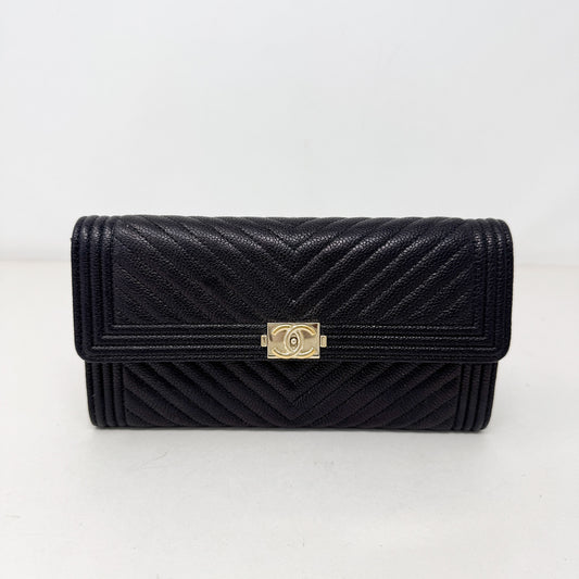 Chanel Chevron Boy Flap Long Wallet