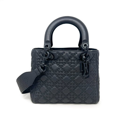 Christian Dior Medium Lady Dior So Black Studded Bag