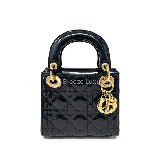Christian Dior Black Patent Mini Lady Dior