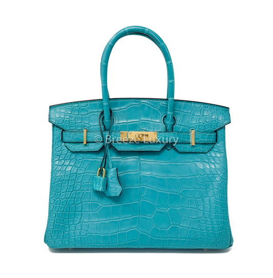 Hermes Alligator Birkin 30 Bleu Paon