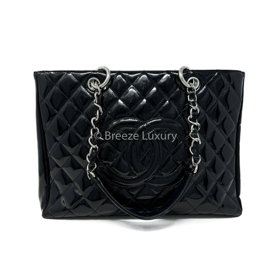 Chanel Black Patent Grand Shopping Tote