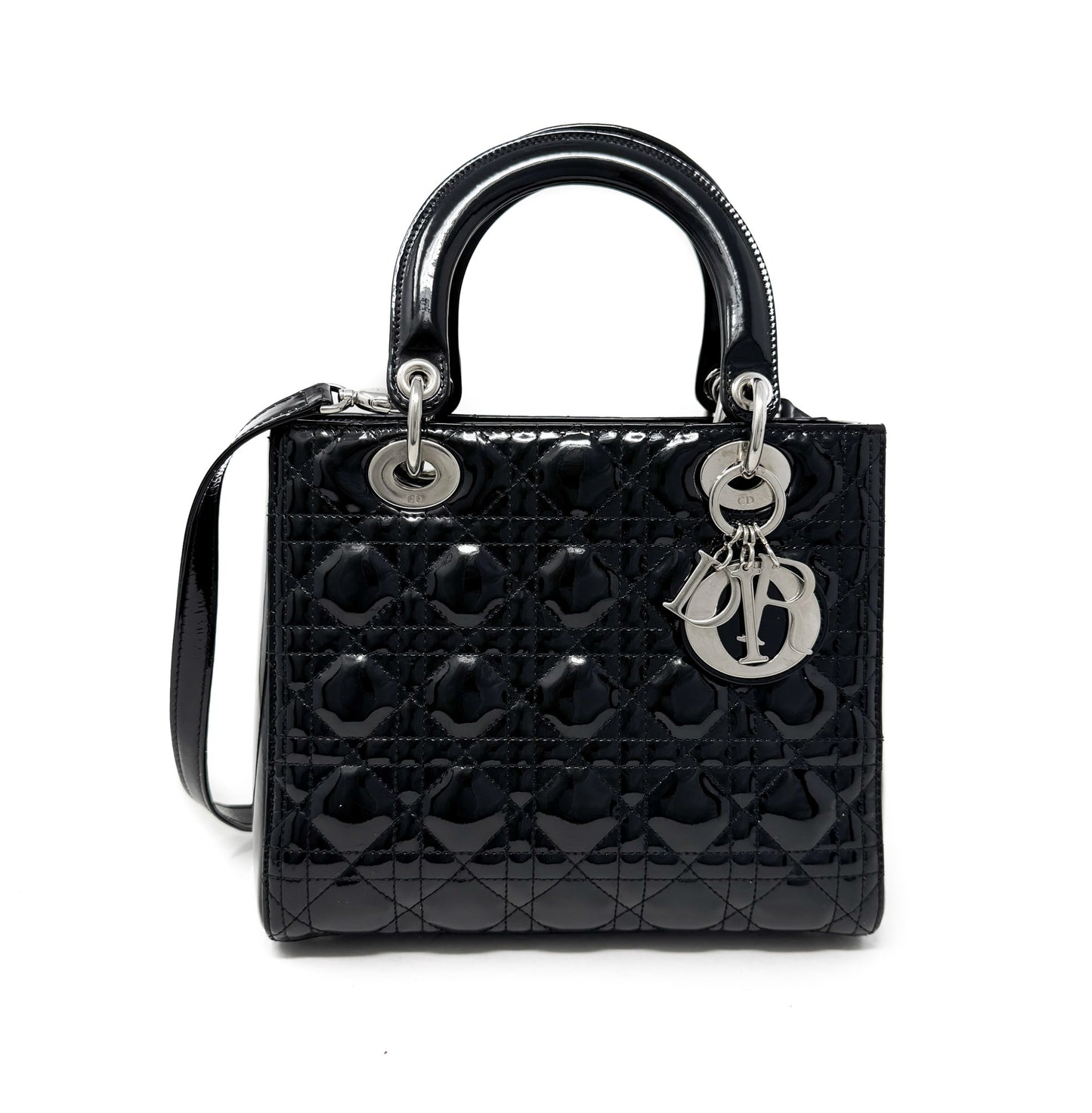 Christian Dior Medium Patent Black Lady Dior
