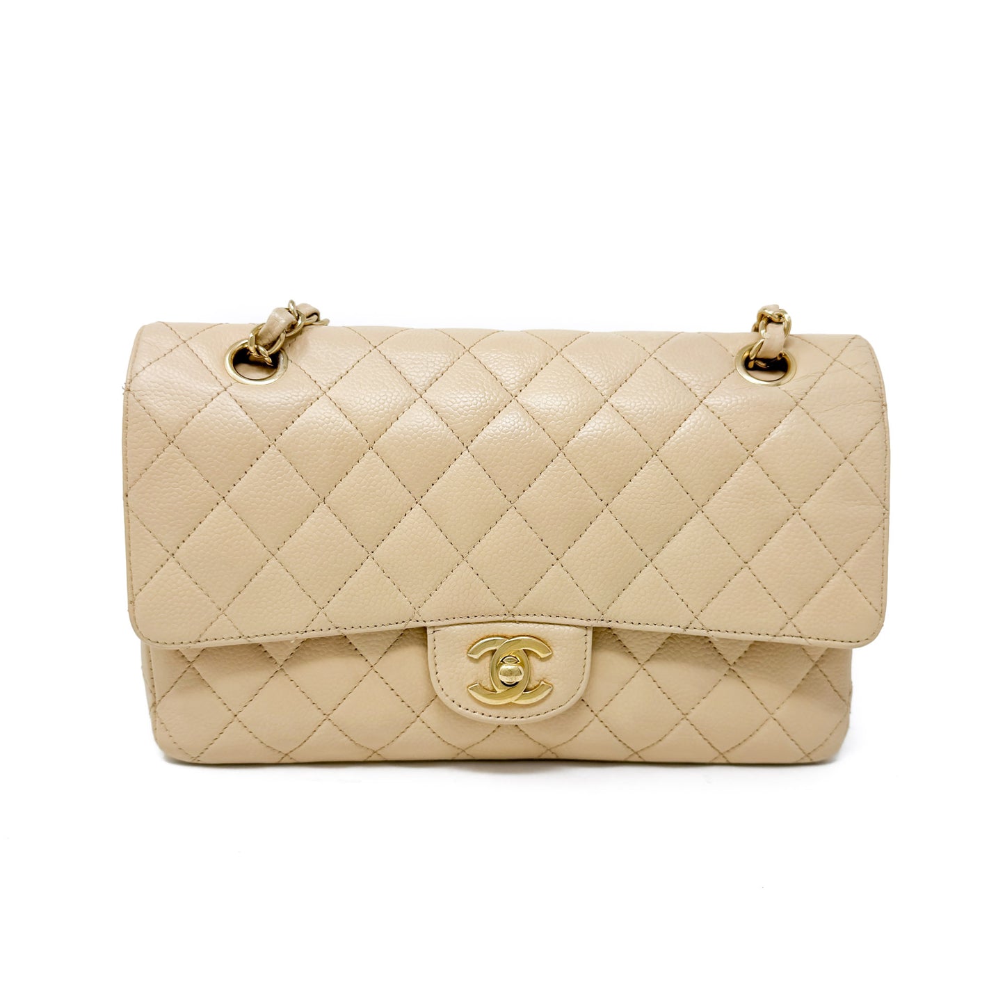 Chanel Medium Caviar Beige Double Flap Bag