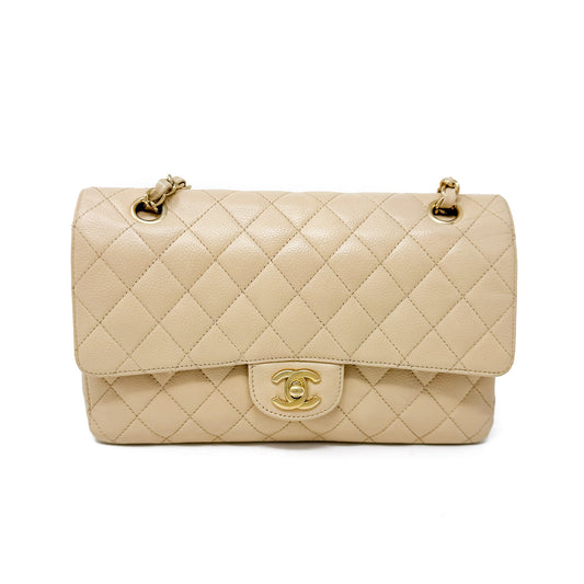 Chanel Medium Caviar Beige Double Flap Bag