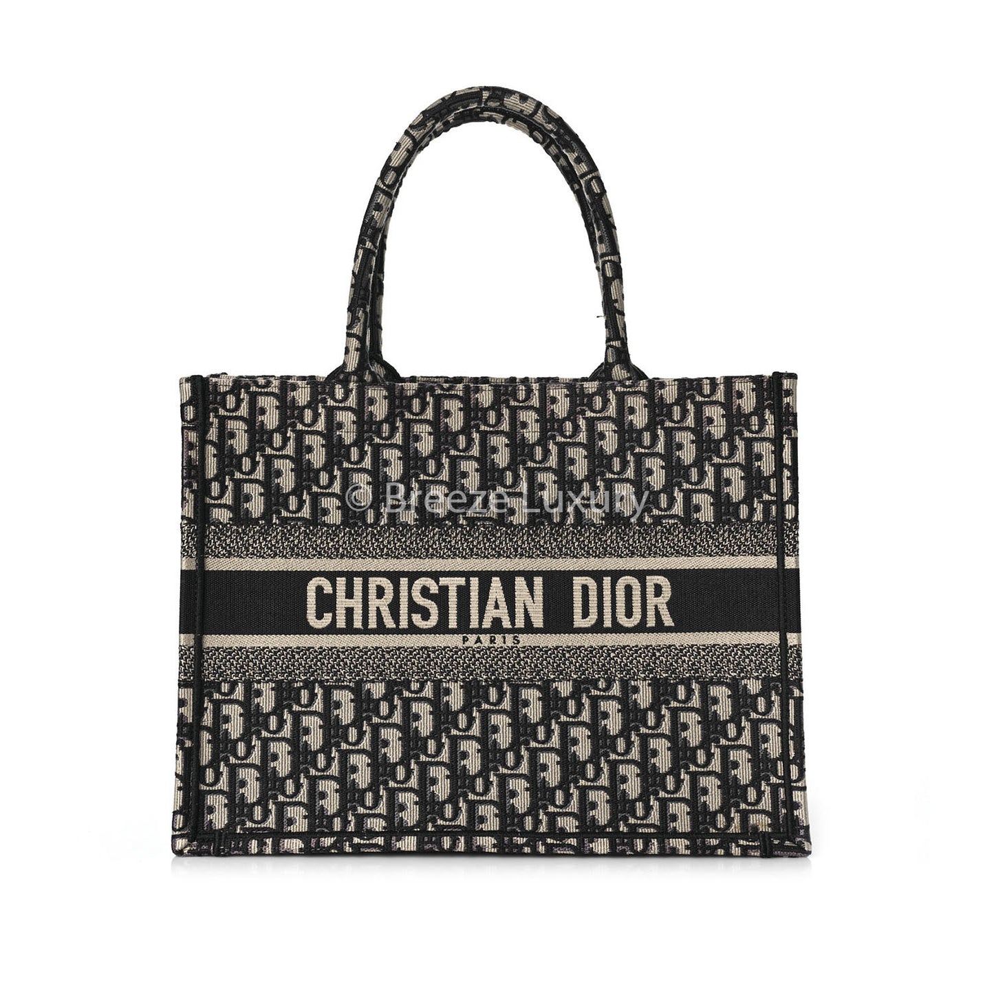 Christian Dior Book Medium Blue Oblique Embroidery Tote