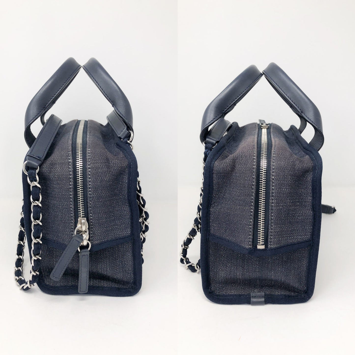 Chanel Blue Denim Deauville Bowling Bag