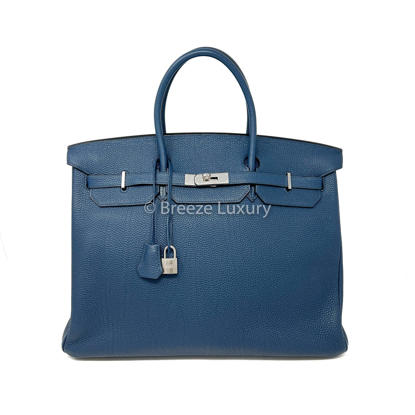 Hermes PHW Blue Clemence Birkin 40