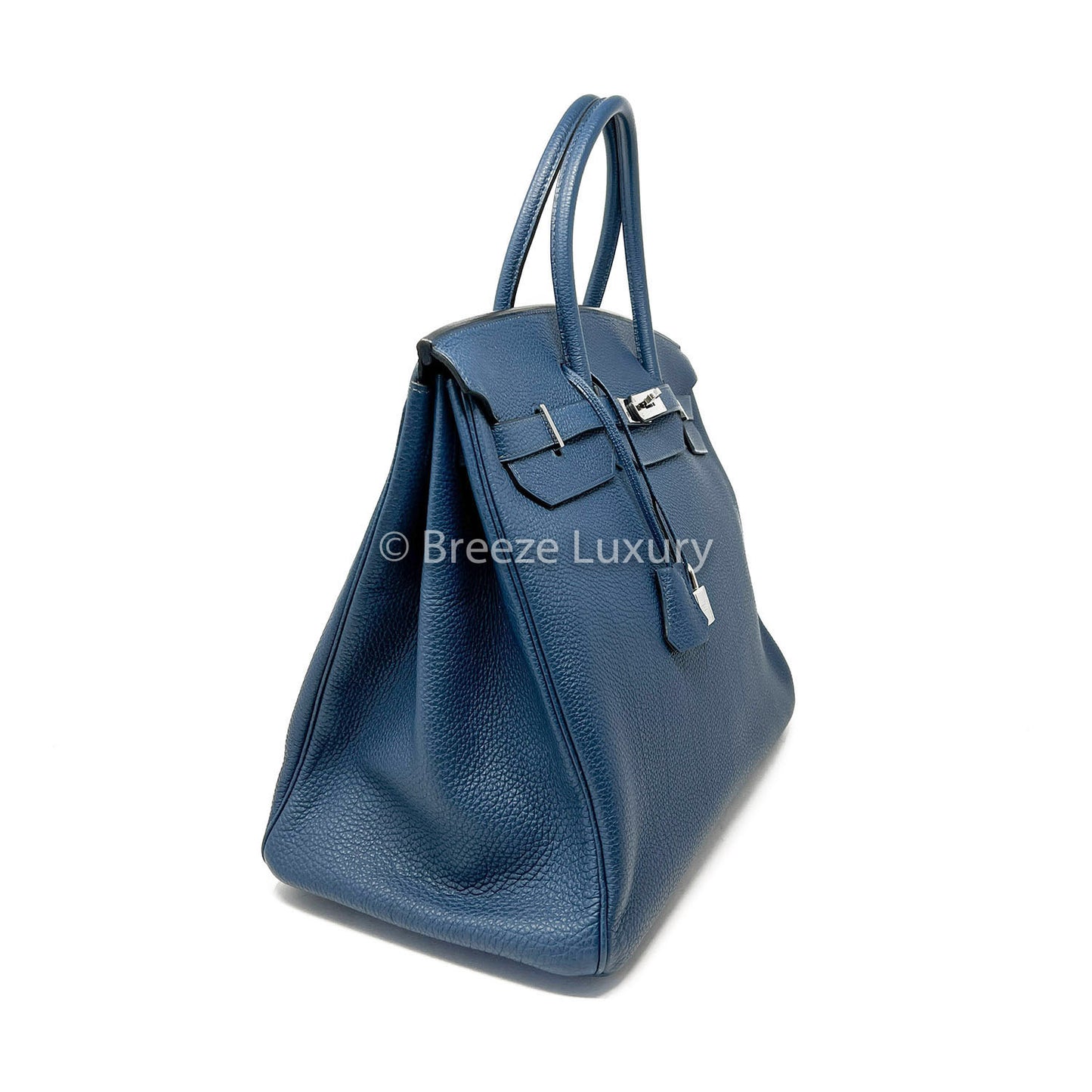 Hermes PHW Blue Clemence Birkin 40