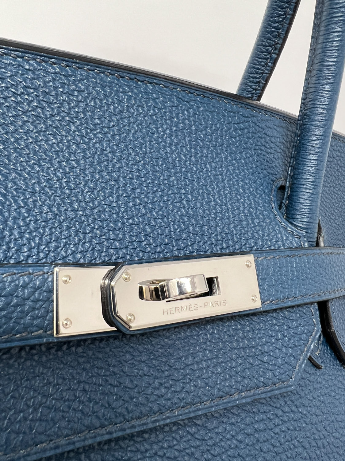 Hermes PHW Blue Clemence Birkin 40