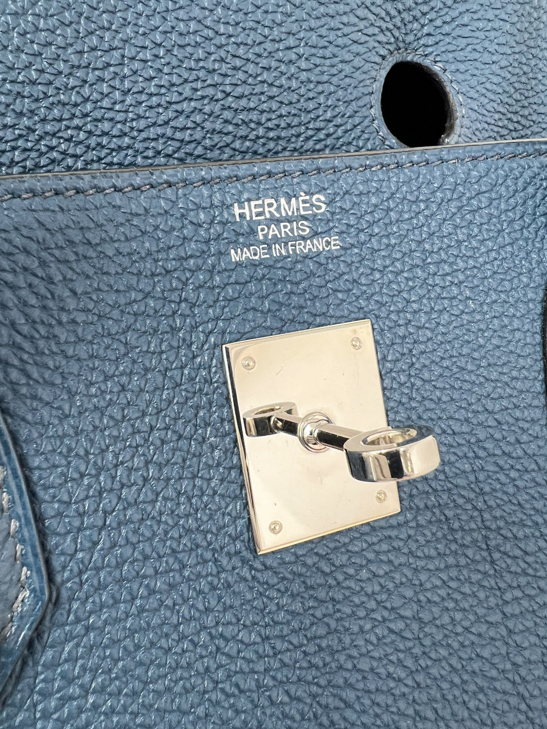 Hermes PHW Blue Clemence Birkin 40