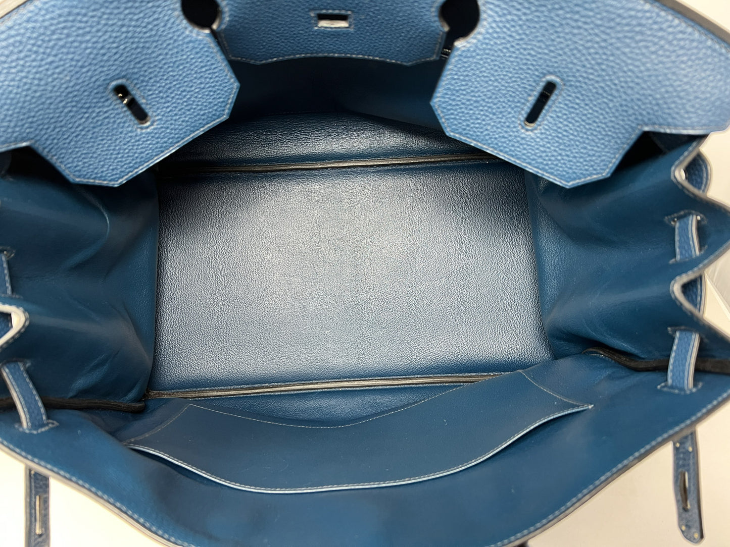 Hermes PHW Blue Clemence Birkin 40