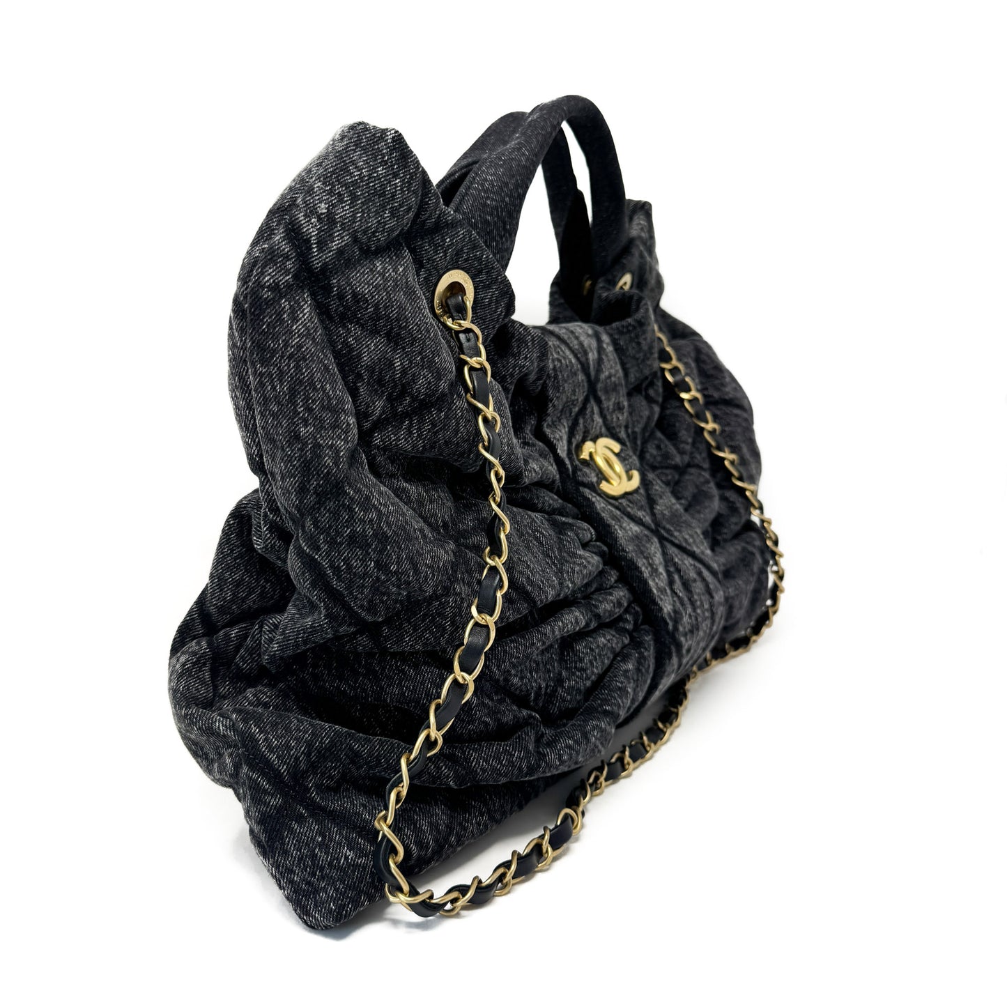 Chanel Maxi Bow Bag Black Washed Denim