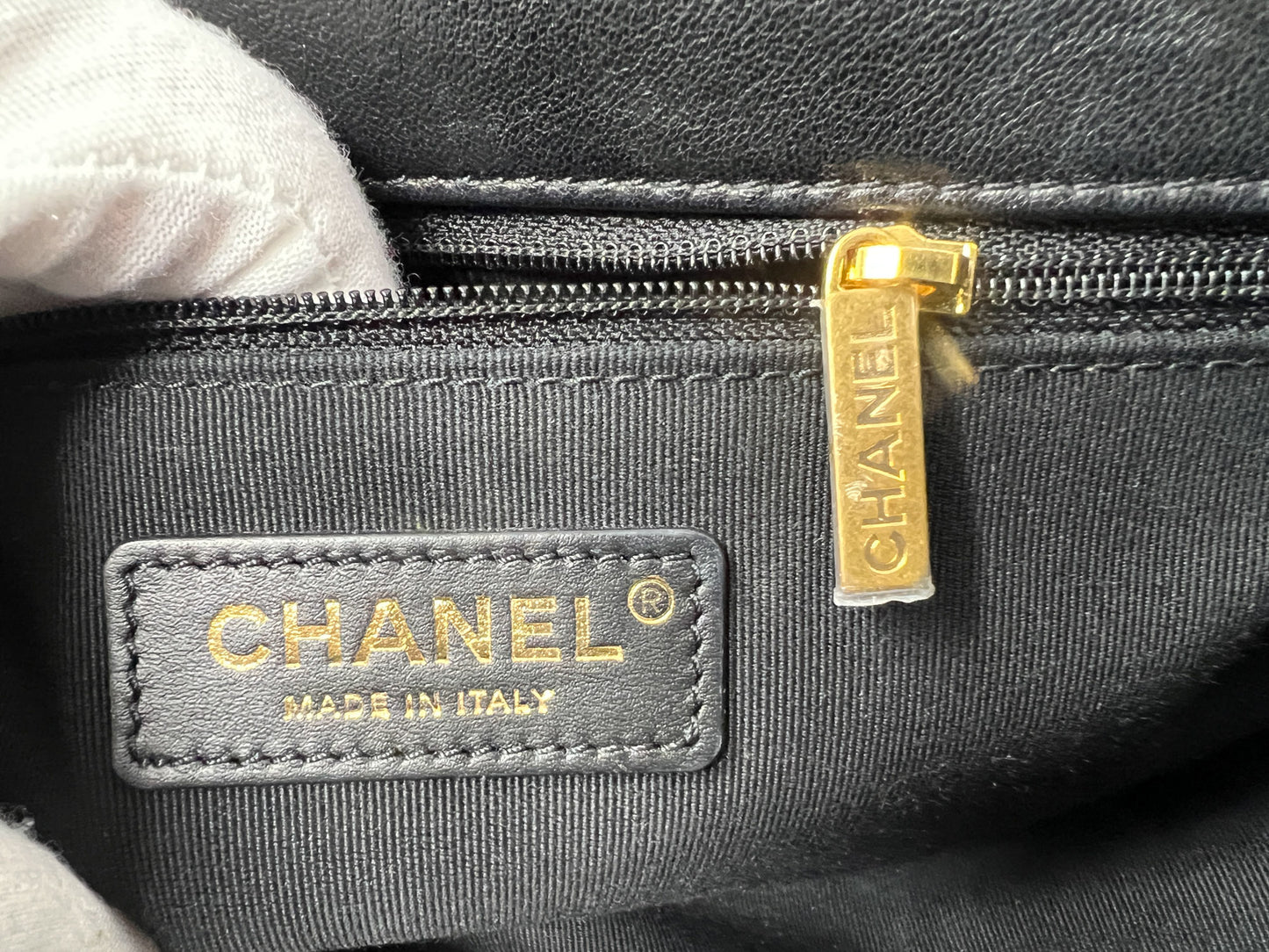 Chanel Lambskin Logo Mini Flap With Handle Black