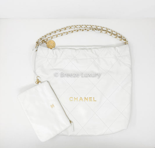 Chanel Calfskin Quilted Small Chanel 22 White