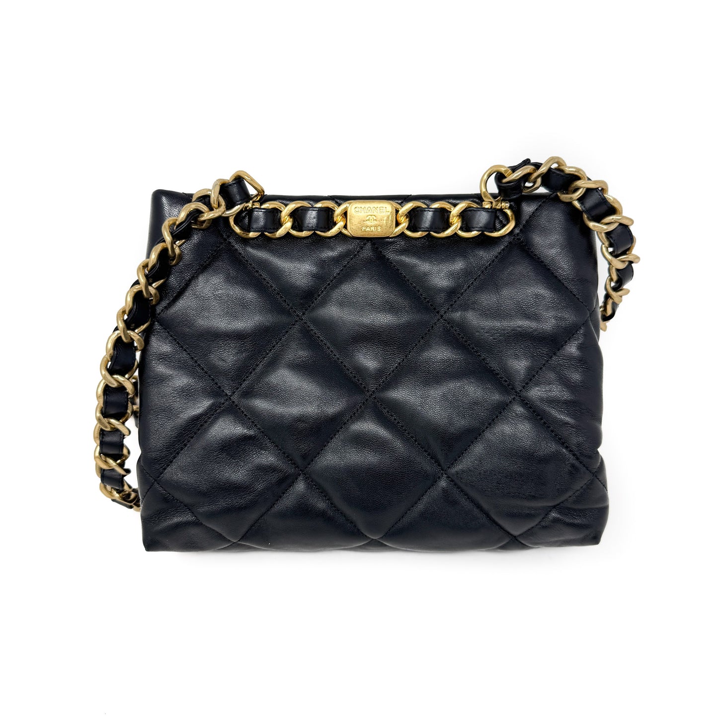 Chanel Black Lambskin Small Shopping Shoulder Bag