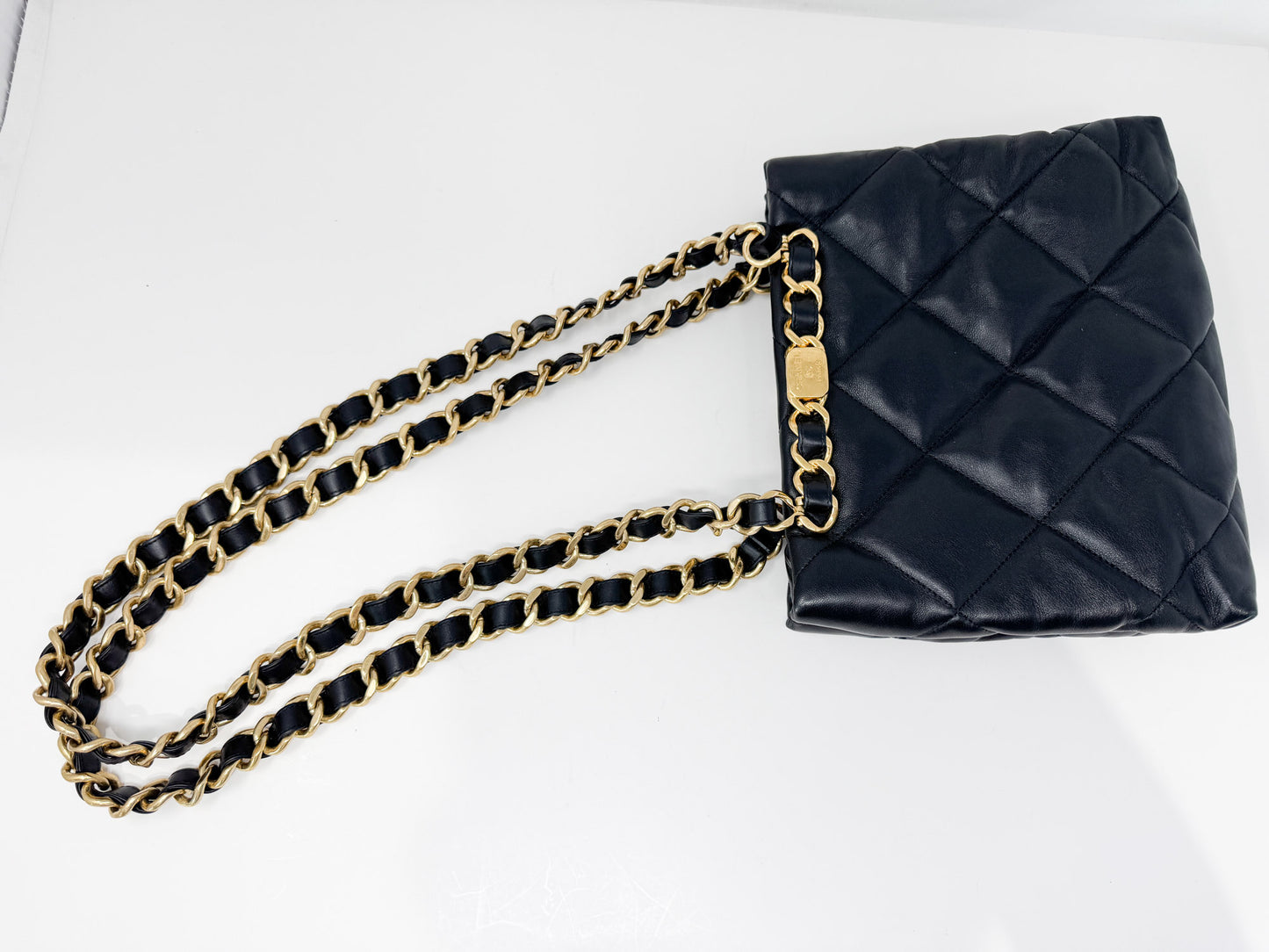 Chanel Black Lambskin Small Shopping Shoulder Bag