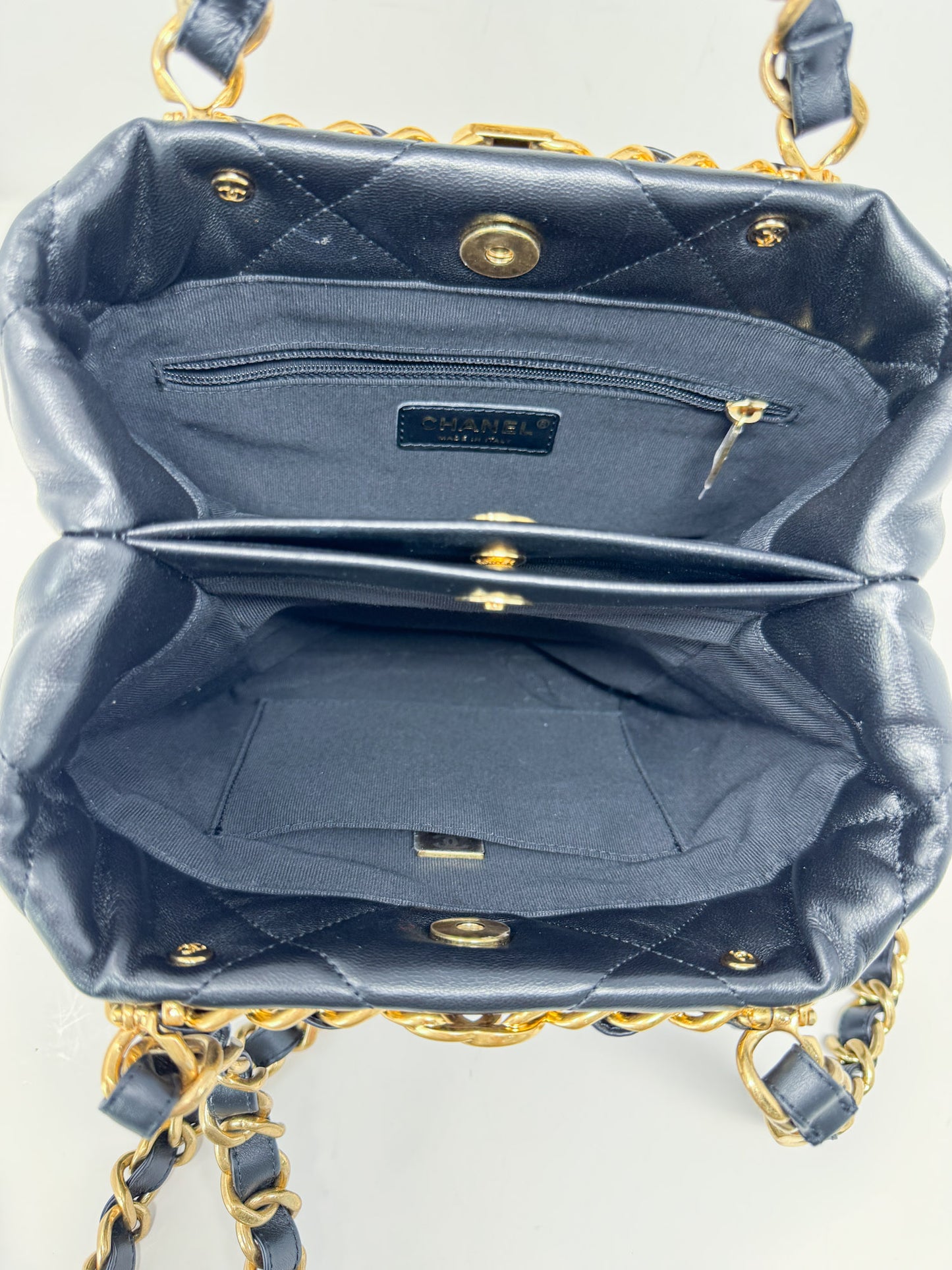 Chanel Black Lambskin Small Shopping Shoulder Bag
