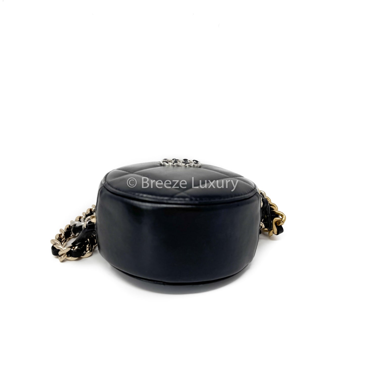 Chanel 19 Round Clutch With Chain Black