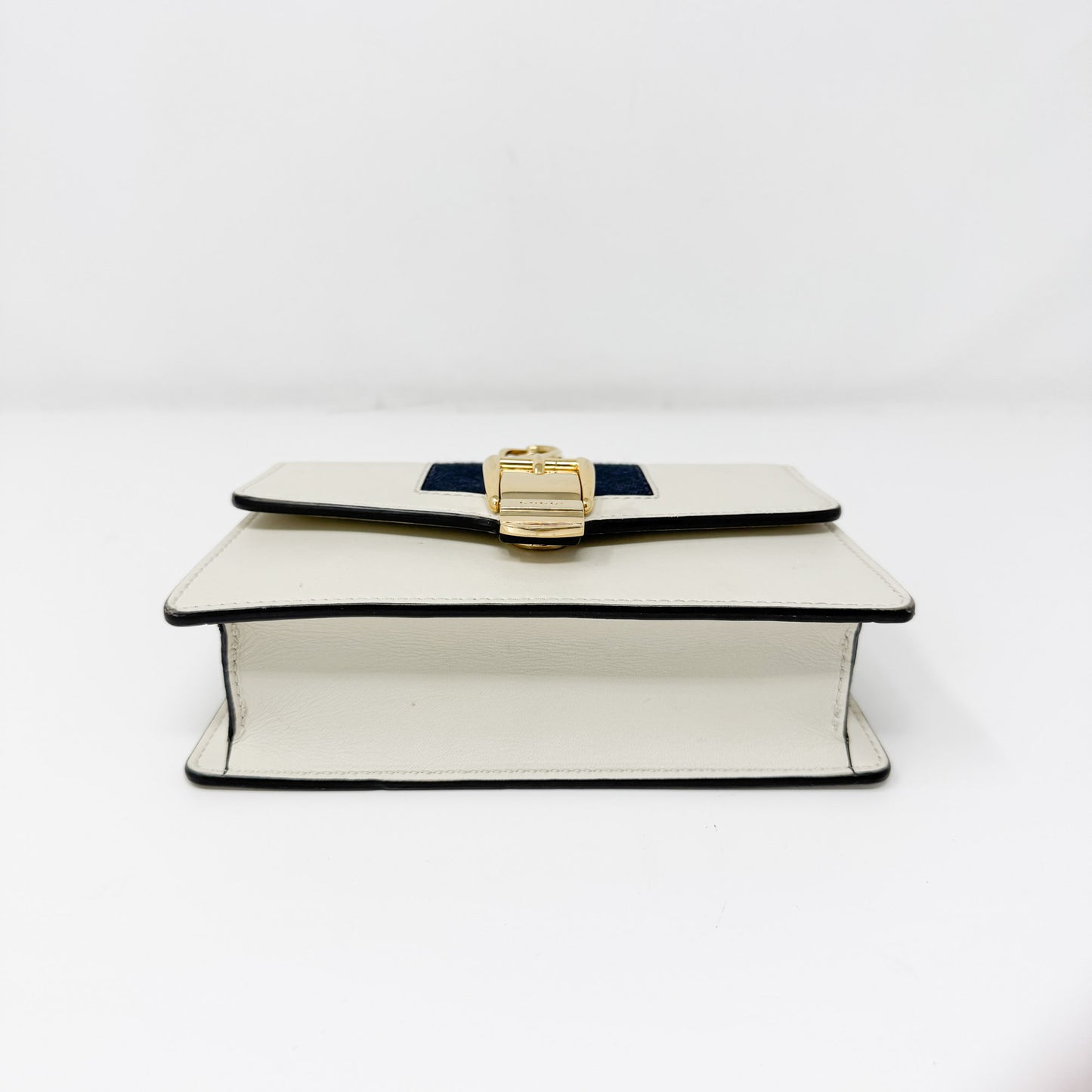 Gucci Cream Leather Web Mini Sylvie Chain Bag