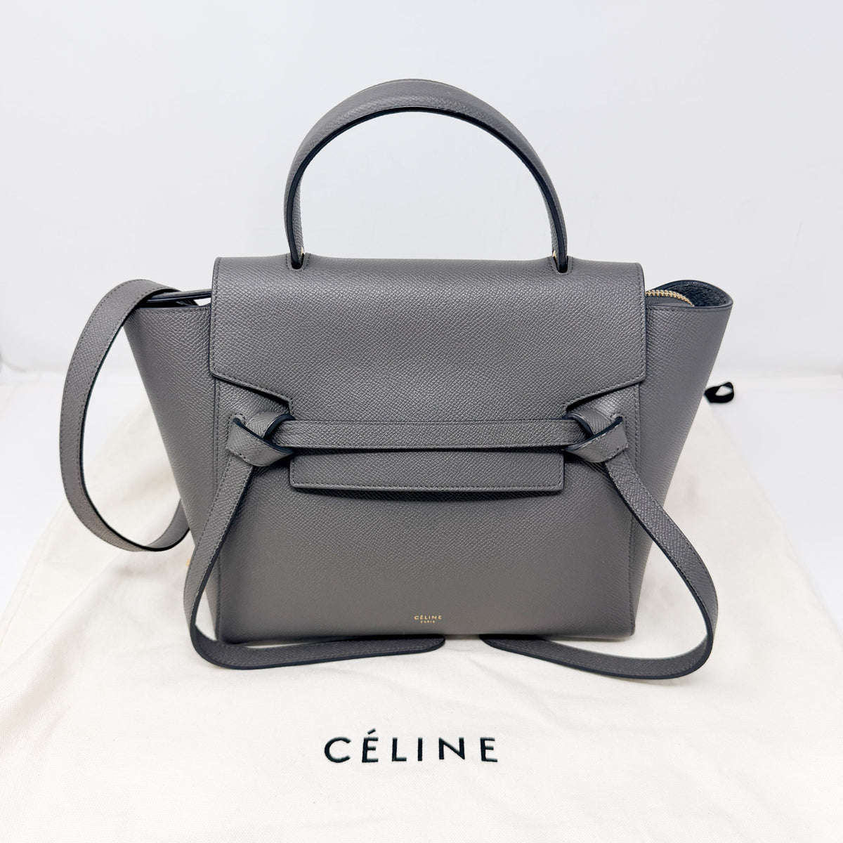 Celine Micro Calfskin Grey Belt Bag
