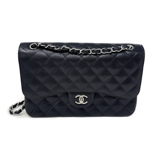 Chanel Quilted Double Flap Jumbo Caviar Bag