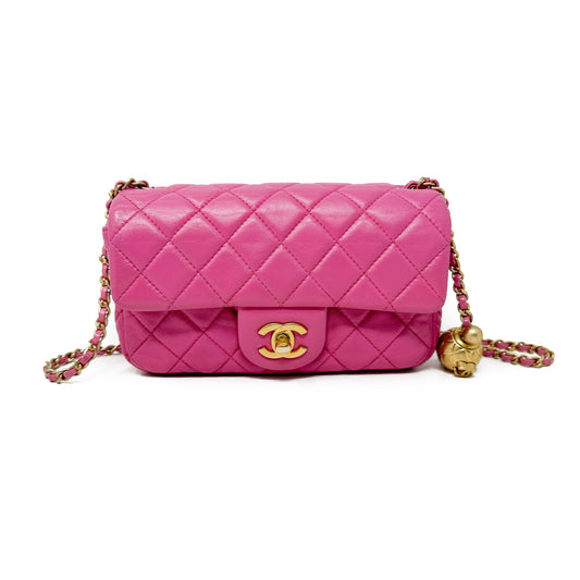 Chanel Pink Mini Rectangular Pearl Crush Flap