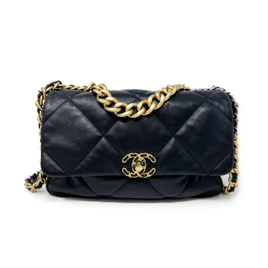 Chanel Lambskin Quilted Large Chanel 19 Flap Black