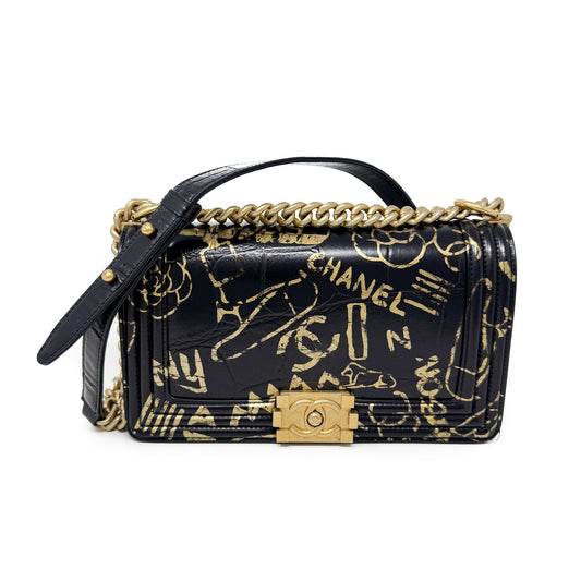 Chanel Embossed Graffiti Medium Boy Bag