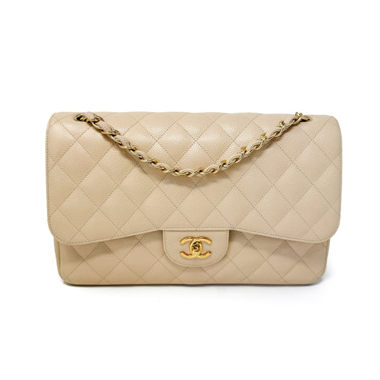 Chanel Jumbo Caviar Classic Flap Beige